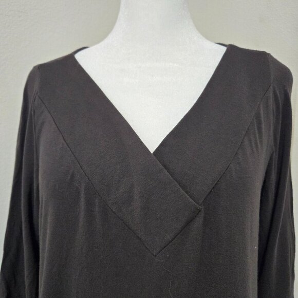 Eileen Fisher Vneck TShirt Dress Rayon - Wren (Dark Green) Medium - Picture 4 of 8